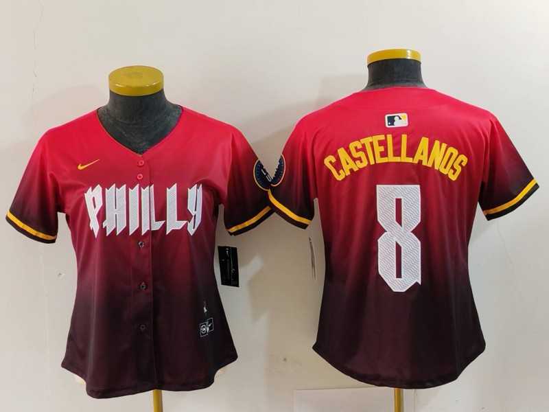 Women's Philadelphia Phillies #8 Nick Castellanos Red Red 2024 City Connect Limited Jersey,We sell and wholesale Women's Philadelphia Phillies #8 Nick Castellanos Red Red 2024 City Connect Limited Jersey on line form chian!